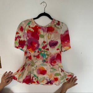 Kate Spade peplum watercolor top
